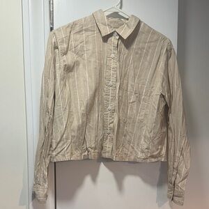 Everlane Beige and White Striped Cotton Shirt
